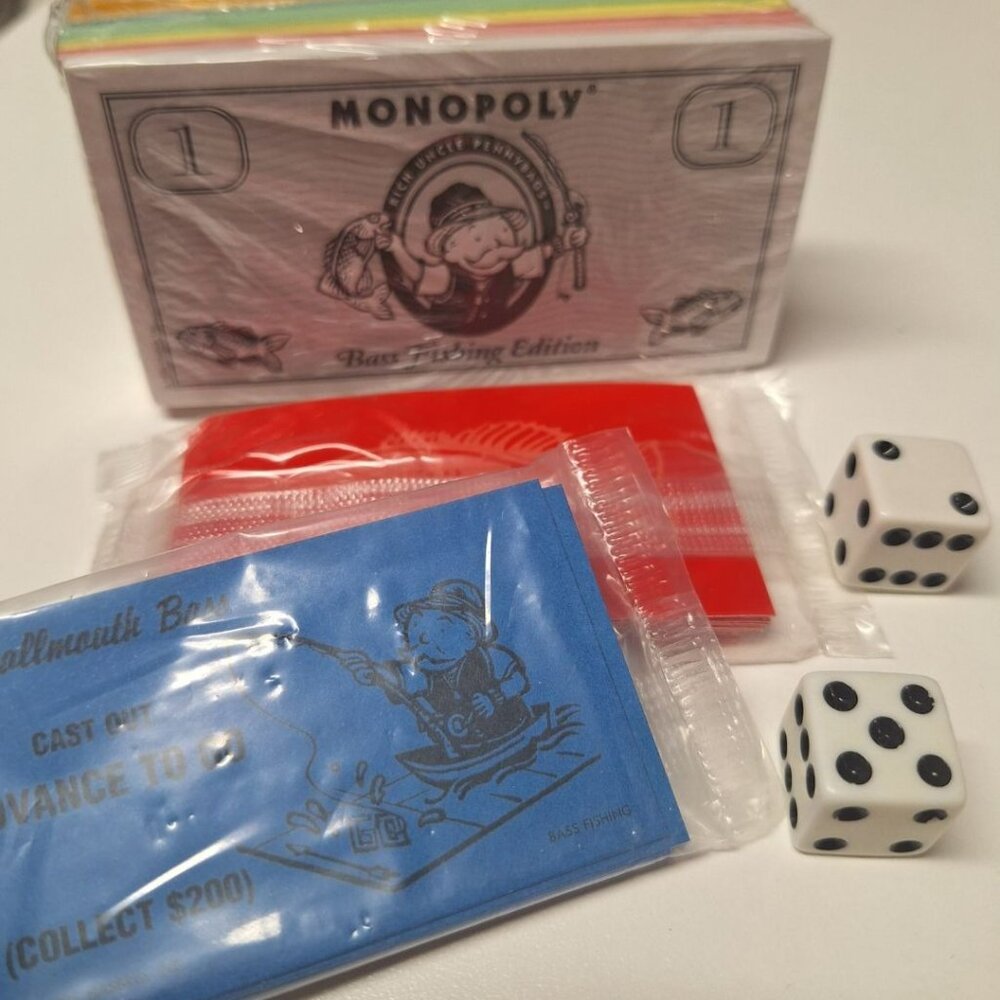 1998 Bass Fishing Monopoly‎ Game Replacement Pieces  Vintage Small Large Mouth